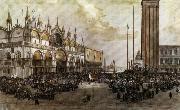 Luigi Querena The People of Venice Raise the Tricolor in Saint Mark's Square USA oil painting reproduction